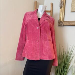 SORBE Pink Suede Women's Button Jacket Blazer Large